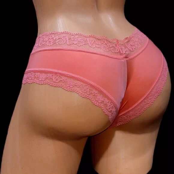 Victoria’s Secret Supersoft Satiny with lace trim Cheeky Panty Ripe Papaya - Picture 4 of 4